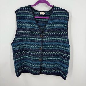 Alps brand made in USA vintage cotton blend fair aisle, print sweater vest XL